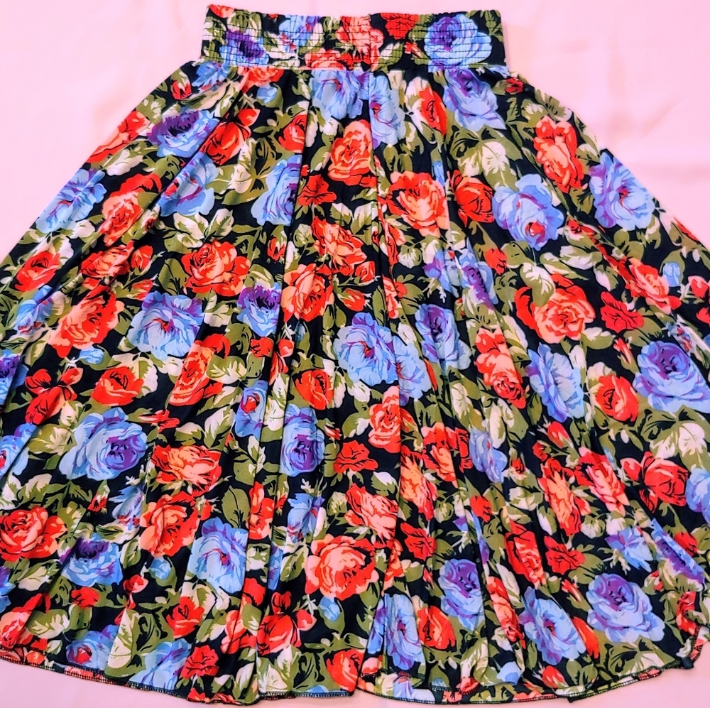 Vintage Floral Circle Midi Skirt
